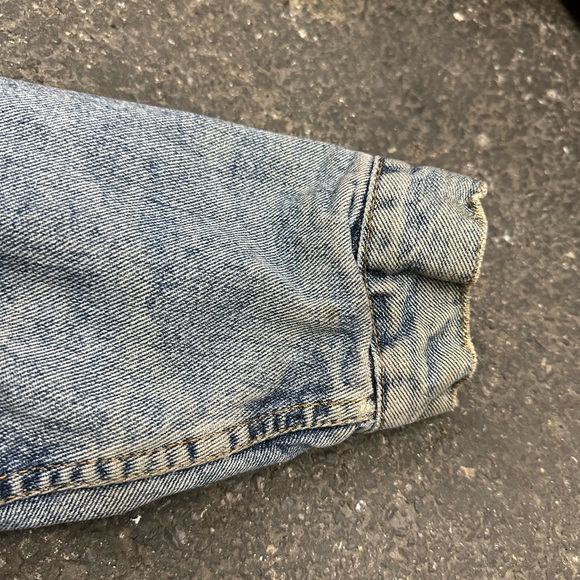 Levi’s Denim Buffalo Plaid Lined Trucker Jacket Mens Medium VTG 90s 80s Blue Red - Picture 10 of 12